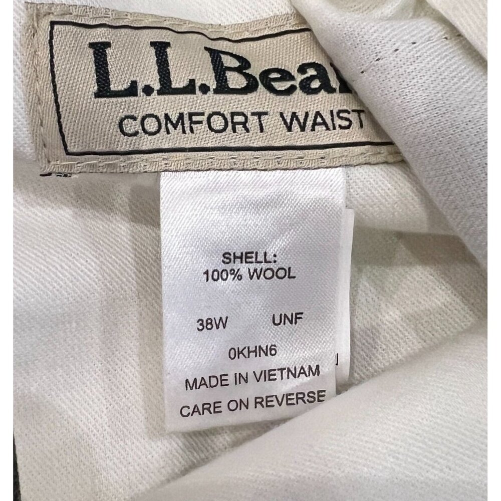 LL‎ Bean Mens Charcoal 100% Wool Comfort Waist Cuff Dress Pants 38x29 - Picture 8 of 14